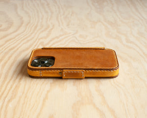 iPhone Leather Wallet Case | Handmade | Oil Wax Honey Brown