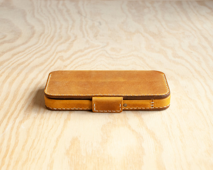 TRIM Honey leather wallet folio case, full open view