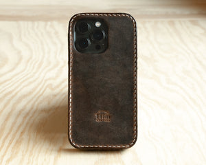 iPhone Leather Case | Handmade | Oil Wax Dark Walnut