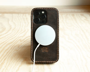 iPhone Leather Case | Handmade | Oil Wax Dark Walnut