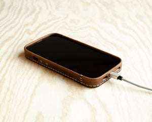 iPhone Leather Case | Handmade | Oil Wax Dark Walnut