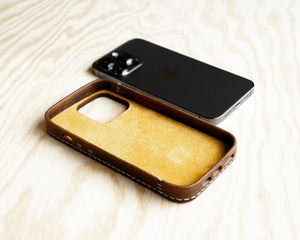 iPhone Leather Case | Handmade | Oil Wax Dark Walnut