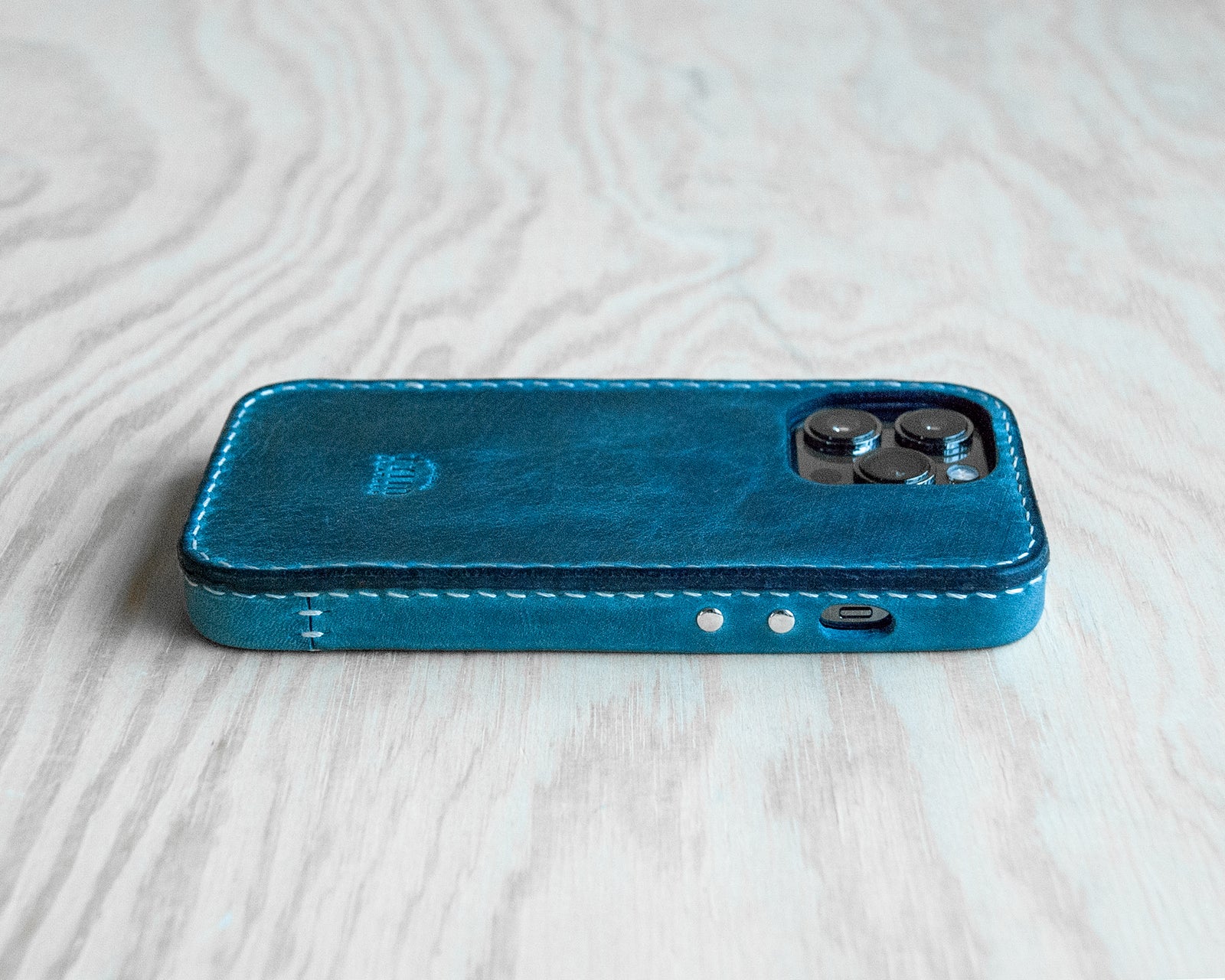 iPhone Leather Case | Handmade | Oil Waxed Leather | Jeans Blue