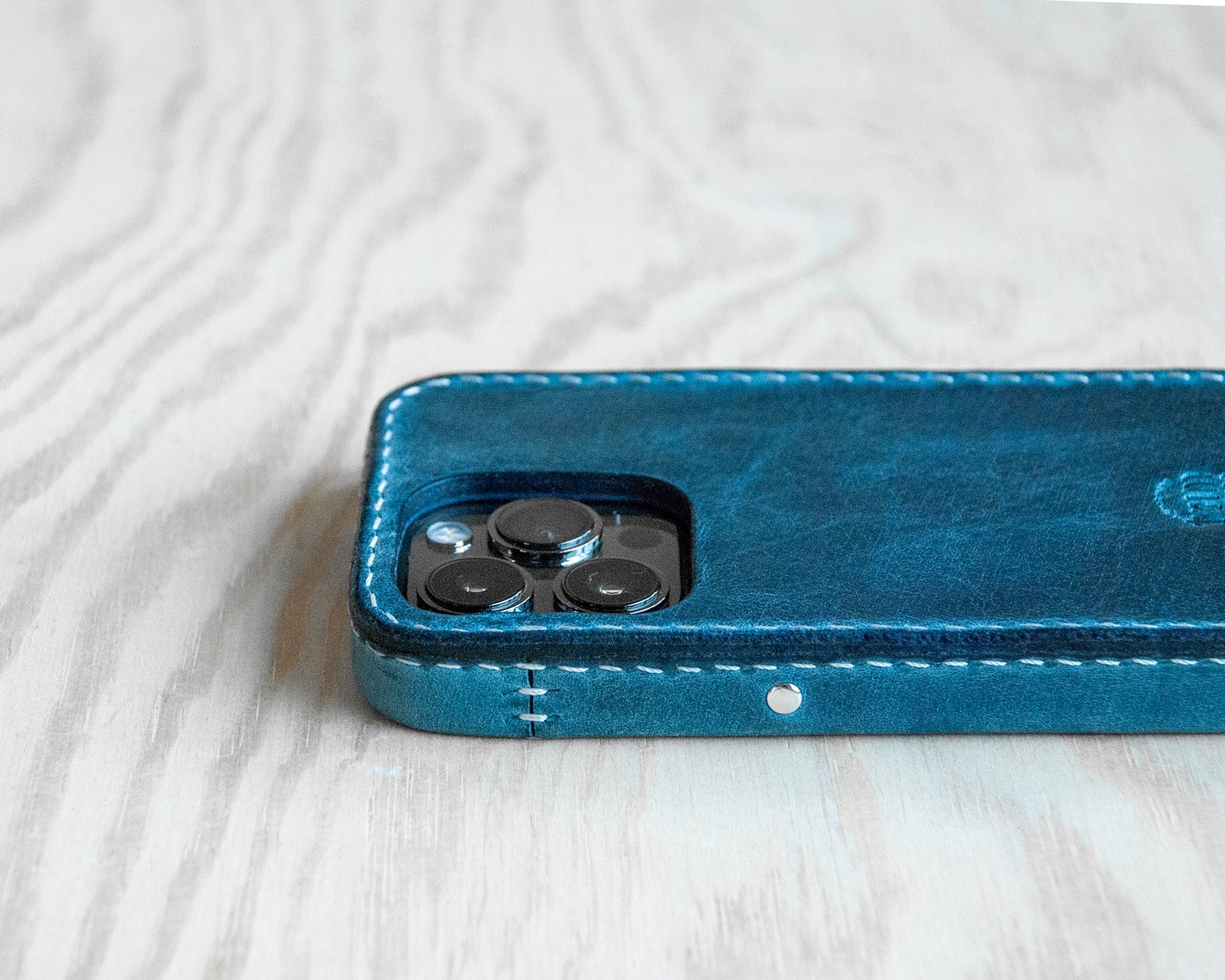 iPhone Leather Case | Handmade | Oil Waxed Leather | Jeans Blue