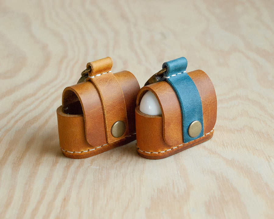 Handmade leather AirPods case front view, TRIM