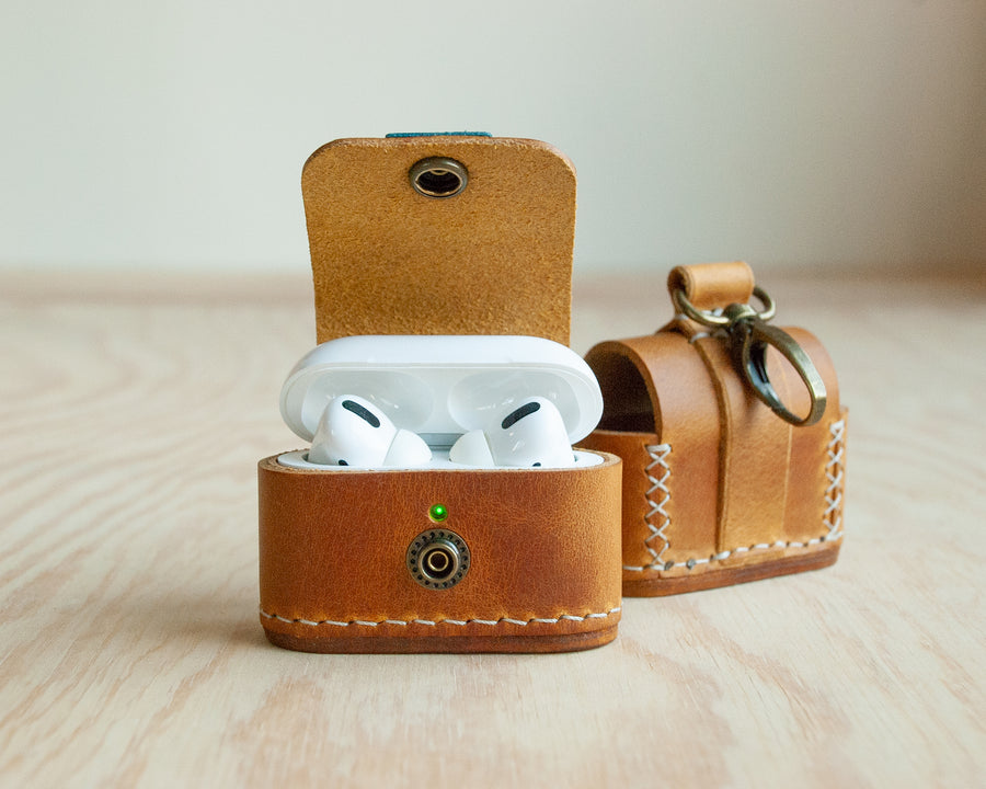 TRIM leather AirPods case open, showing interior