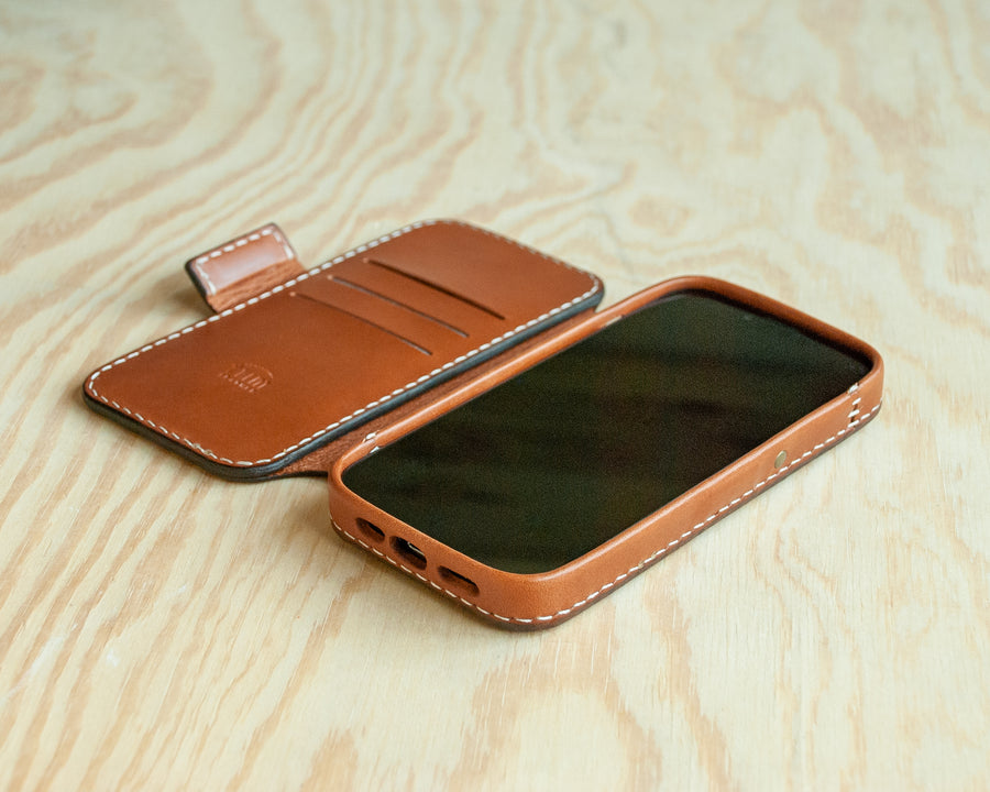 TRIM Saddle leather iPhone wallet folio, main view