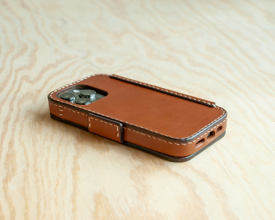 TRIM Saddle leather wallet folio case for iPhone