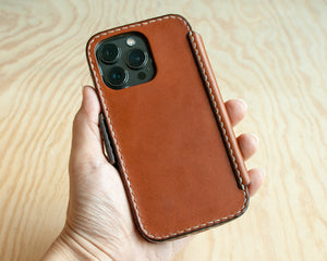 iPhone Leather Wallet Case | Handmade | Saddle Brown