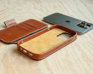 iPhone Leather Wallet Case | Handmade | Saddle Brown