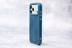 iPhone Leather Case | Handmade | Oil Waxed Leather | Jeans Blue